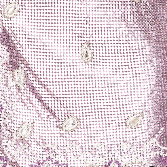 Retrofete Milos metal metallic rhinestone chainmail bandana crop small Xs skirt - Picture 5 of 5